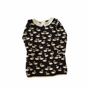 Gymboree Swan Print Peter Pan Collar Cotton Sweater Dress Size 18-24M